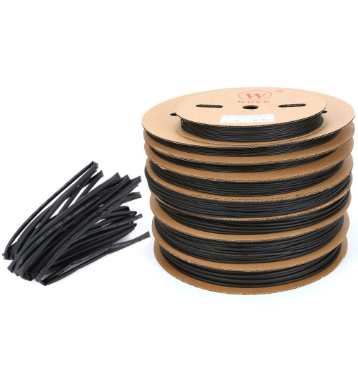 Ջերմային նեղացող խողովակ Woer 1.5 մմ սև (1m)