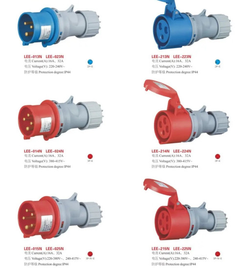 Արդյունաբերական խրոցակ 16A 4P IP44 (B Class) LEE-014 կարմիր Արդյունաբերական խրոցակ 16A 4P IP44 (B Class) LEE-014 կարմիր