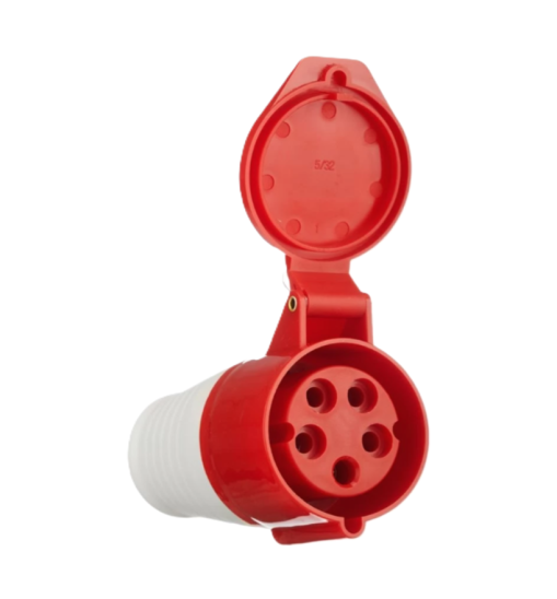 Արդյունաբերական վարդակ 32A 5P IP44 (B Class) LEE-225 կարմիր Արդյունաբերական վարդակ 32A 5P IP44 (B Class) LEE-225 կարմիր