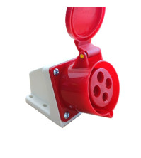 Արդյունաբերական վարդակ 32A 4P IP44 (B Class) LEE-124 կարմիր