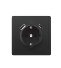 Panaica E05 Վարդակ հողանցումով Type-C/USB / սև