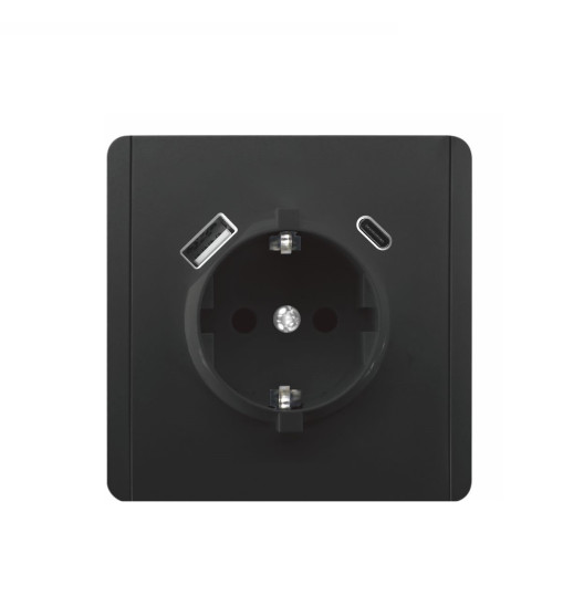 Panaica E05 Վարդակ հողանցումով Type-C/USB / սև Panaica E05 Վարդակ հողանցումով Type-C/USB / սև