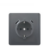 Panaica E05 Վարդակ հողանցումով Type-C/USB / մոխրագույն