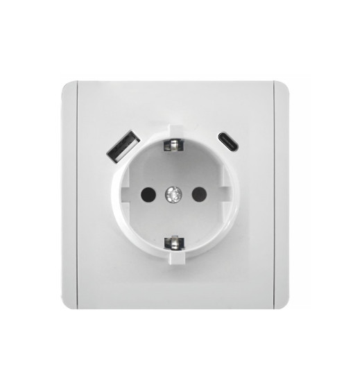 Panaica E05 Վարդակ հողանցումով Type-C/USB / սպիտակ Panaica E05 Վարդակ հողանցումով Type-C/USB / սպիտակ