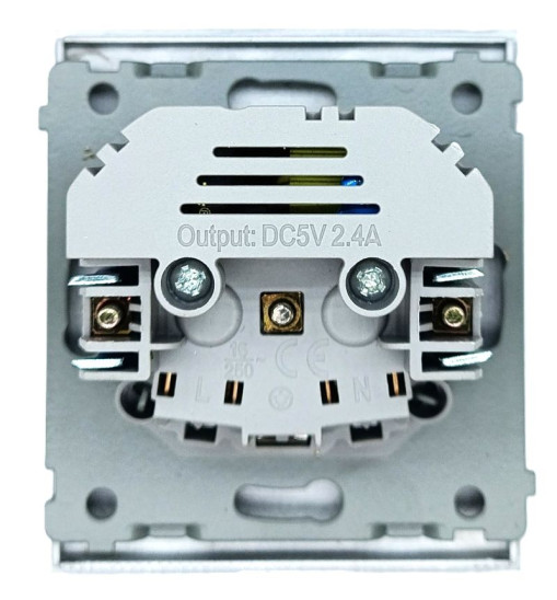 Panaica E05 Վարդակ հողանցումով Type-C/USB / մոխրագույն