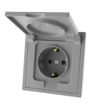 Panaica E09 վարդակ  հողանցում կափարիչով / մոխրագույն