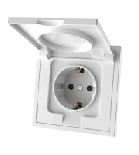 Panaica E09 վարդակ  հողանցում կափարիչով / սպիտակ