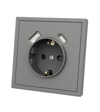 Panaica E09 Վարդակ հողանցումով Type-C/USB / մոխրագույն