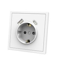 Panaica E09 Վարդակ հողանցումով Type-C/USB / սպիտակ