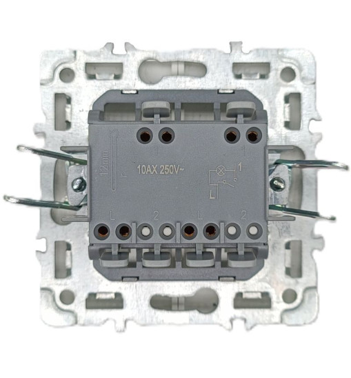 Panaica E09 անջատիչ 2 ստեղն / մոխրագույն լույսով