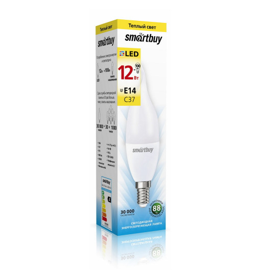 Լեդ մոմ լամպ Smartbuy-C37-12W/3000K/E14 (SBL-C37Can-12-30K-E14)