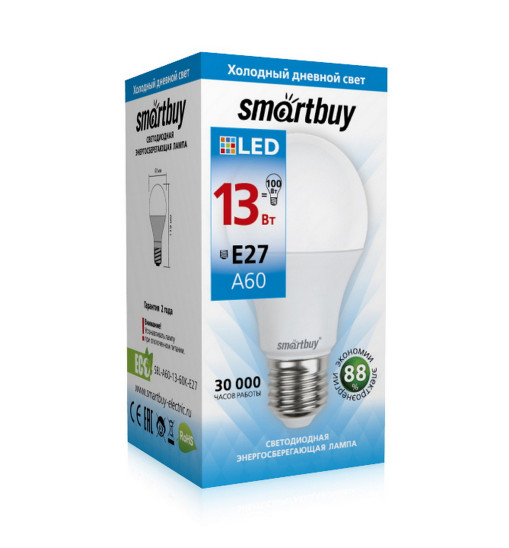 Լեդ լամպ Smartbuy-A60-13W/6000K/E27 (SBL-A60-13-60K-E27)