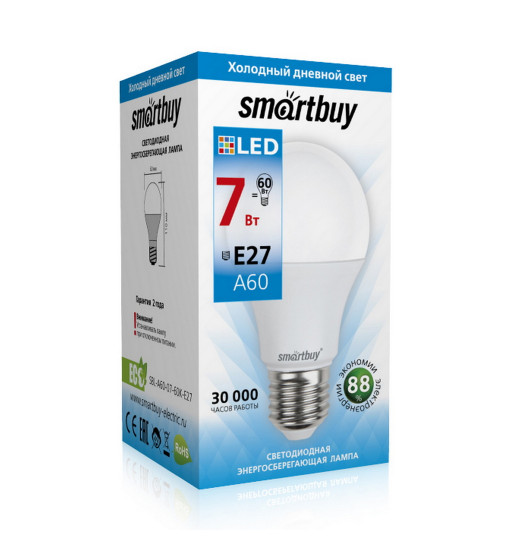 Լեդ լամպ Smartbuy-A60-07W/6000K/E27 (SBL-A60-07-60K-E27)