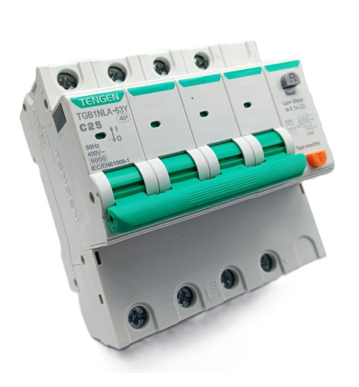 Դիֆերենցյալ ավտոմատ անջատիչ Tengen TGB1NLA-63Y 4P C25 30mA (A Type)