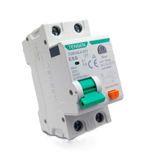 Դիֆերենցյալ ավտոմատ անջատիչ Tengen TGB1NLA-63Y 2P C50 30mA (A Type)