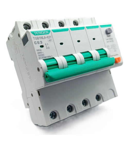 Դիֆերենցյալ ավտոմատ անջատիչ Tengen TGB1NLA-63Y 4P C63 30mA (A Type)