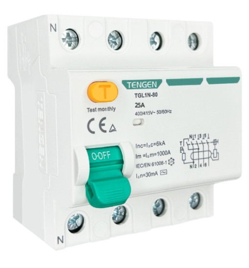 Հոսանքի շեղման ավտոմատ անջատիչ RCCB TGL1N-80H 4P 63 30mA AC 